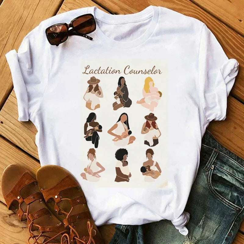 Fashion Print T-shirt Kawaii Melanin T Shirt Women Funny Black African Curly Hair Girl Graphic Tees Aesthetic Tshirt Female