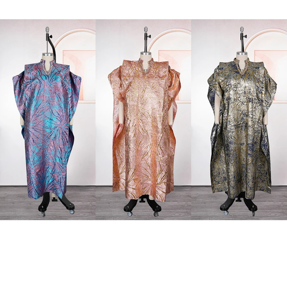 2025 New African Clothes For Women Kaftan Dress Fashion Party Dress Vintage Summer Gown Casual Vestidos Muslim Robe BouBou