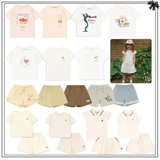 New KS Style 2026 Kids Summer Clothing Set Cartoon Graphic Print Short Sleeve T-Shirt & Shorts Toddler Boys Girls Casual Outfits