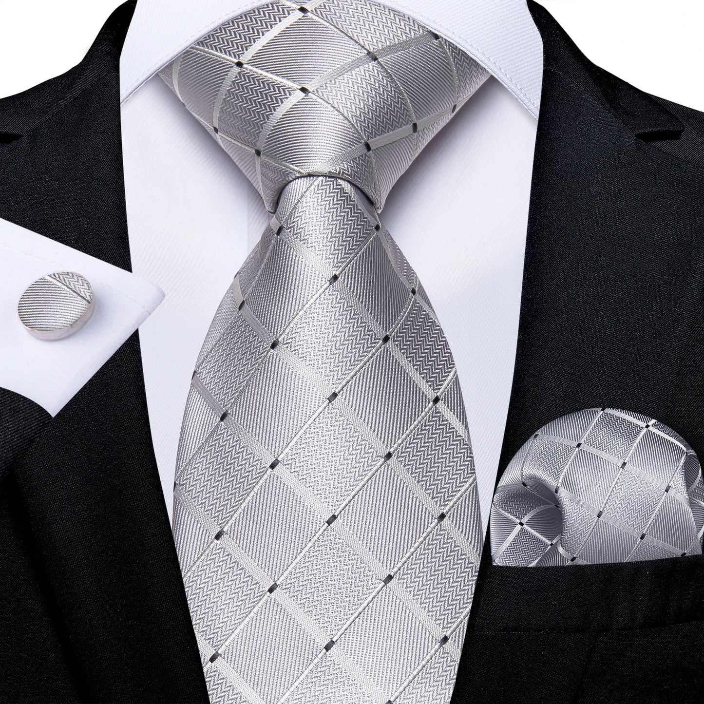 Dark Red Plaid Silk Ties for Men Classic 8cm Business Wedding Party Accessories Pocket Square Cufflinks Gift DiBanGu Dropship BAZAARHUBO