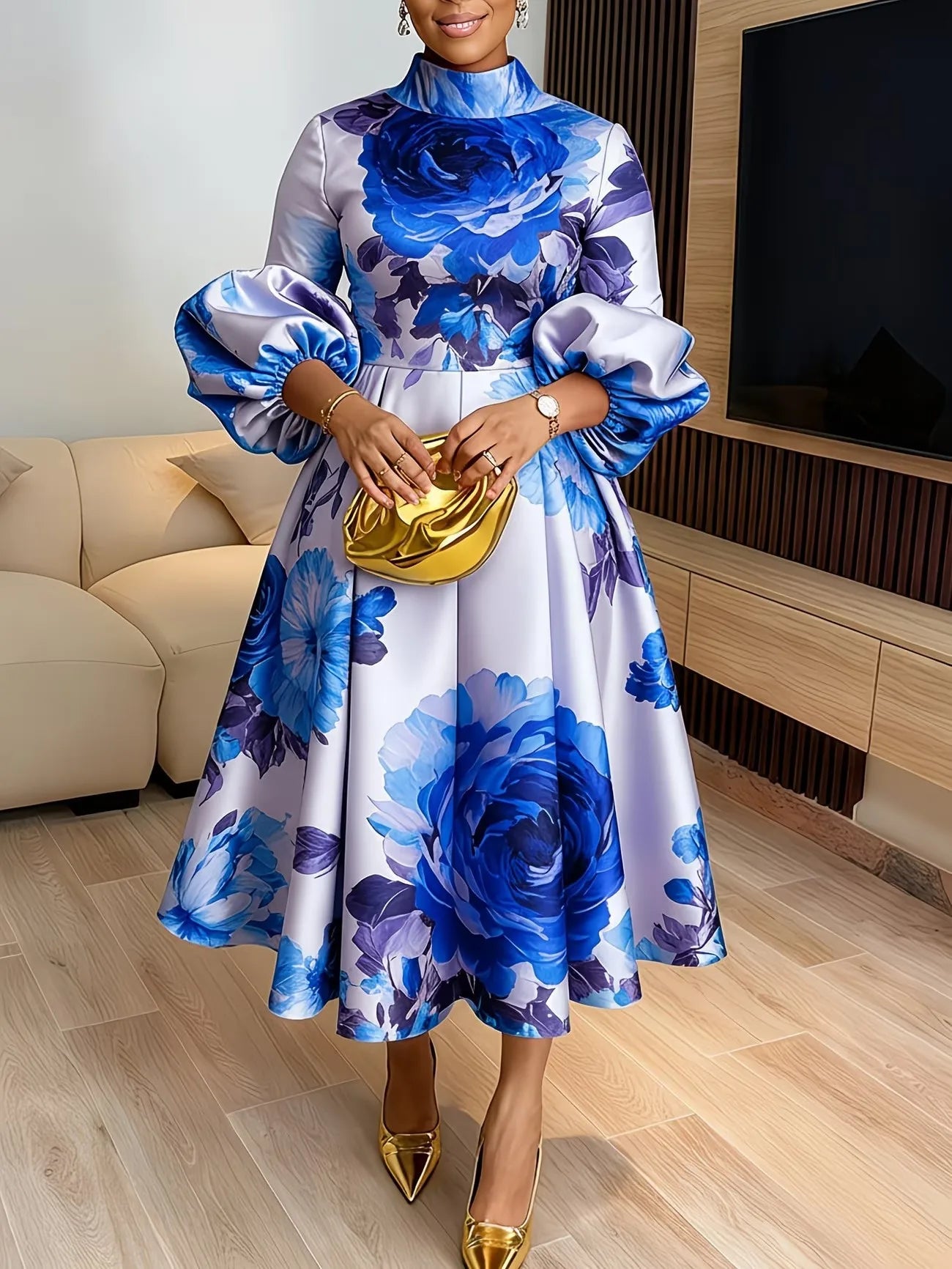 African Dresses for Women Elegant Ankara Dashiki Spring Summer Midi Dress Ladies Traditional Africa Clothing
