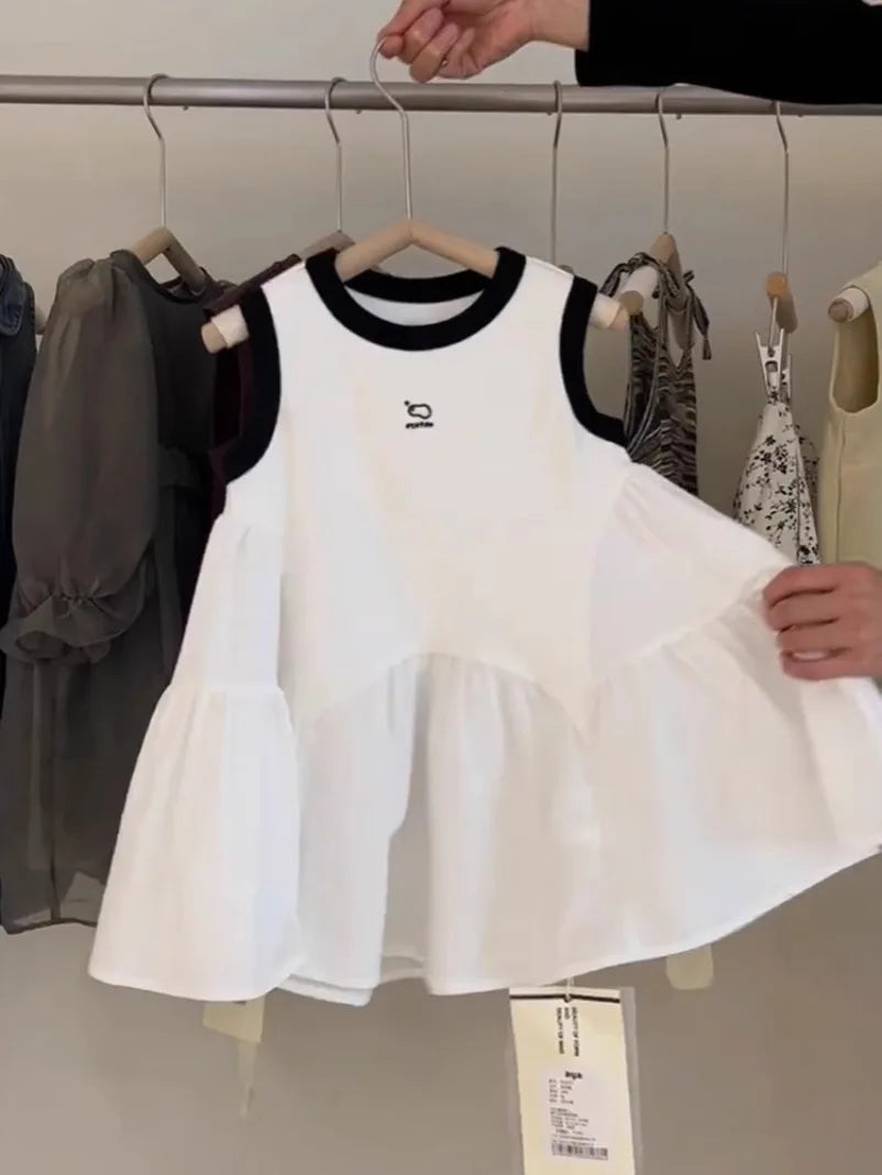 New Korean Kids Dresses for Girls Cute Casual Tank Dress Baby Girls Kawaii 2025 Summer Dress Toddler Girl A-line Dress 2-8y
