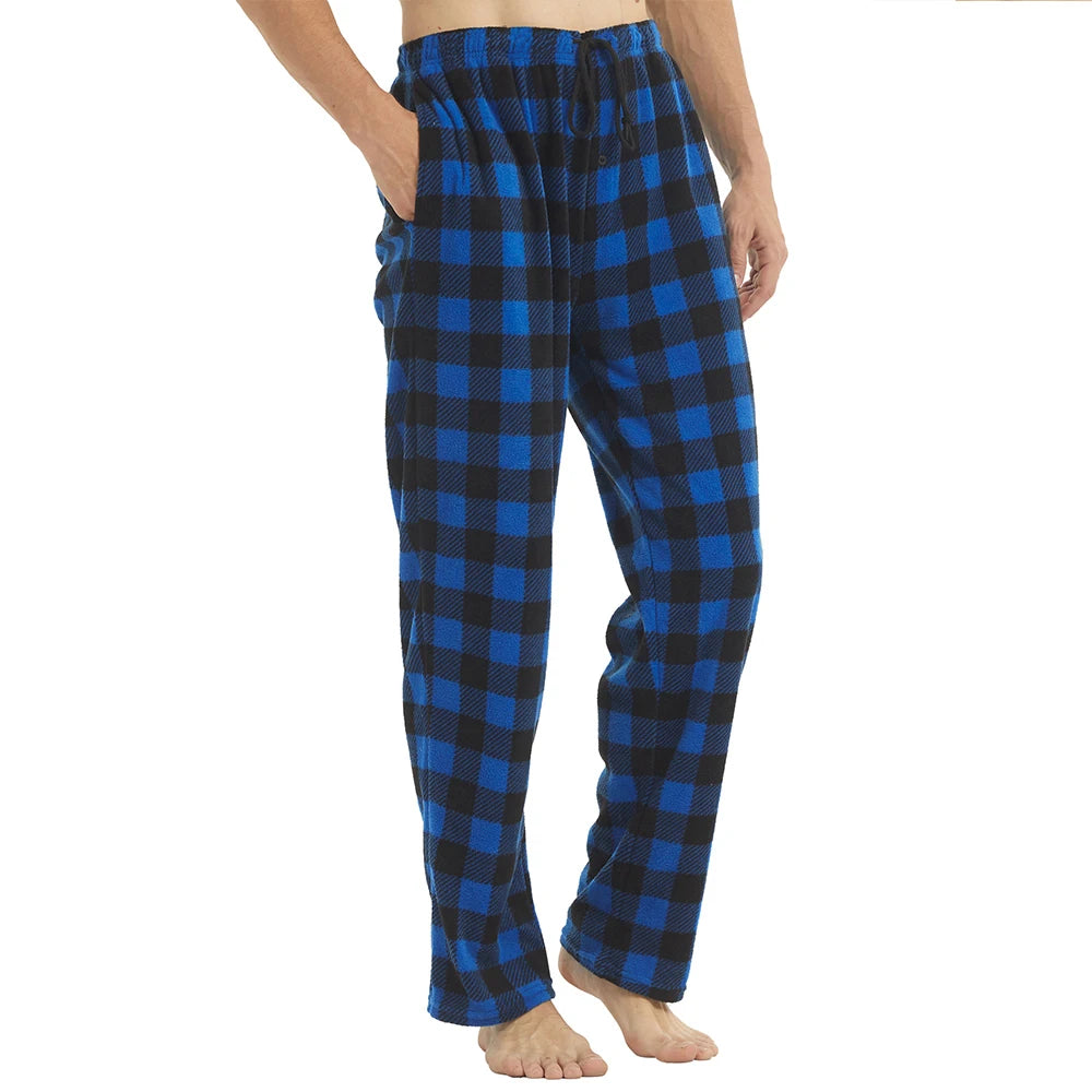 Mens Pajama Pants with Pockets Casual Pants Fleece Pjs Plaid Pajamas Bottoms Lounge Sleep Pants Loungewear Sleepwear Trousers