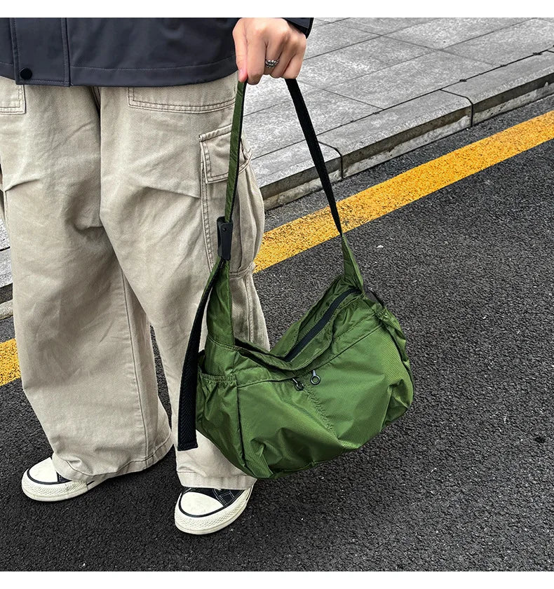 Outdoor Portable Crossbody Bags for Men and Women Commuter Waterproof Youth Shoulder Bag Solid Color Lightweight Female Tote