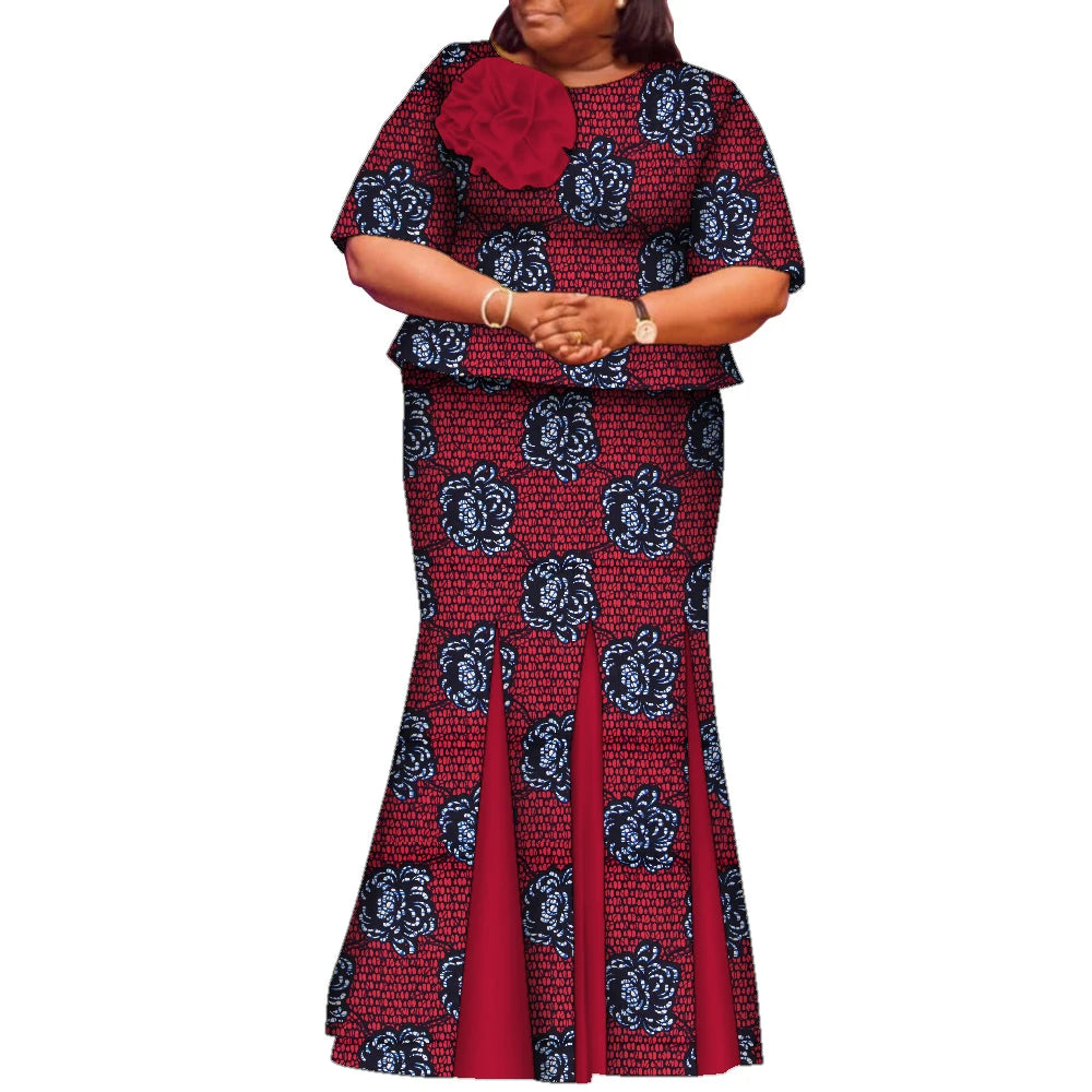 African Skirts and Top Sets for Women Party Ankara Fashion African Print Clothes Dashiki Outfits Lady Evening Gowns WY2143