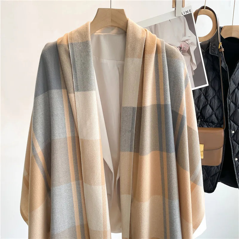 200*65CM New Men Women Autumn Winter Luxury Scarfs Cashmere Feeling Muffler Fall Blanket Classic Plaid Foulard Soft Warm Scarves BAZAARHUBO
