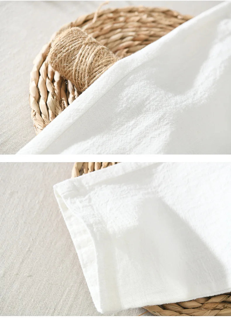 Summer New Casual Linen Ankle-length Pants for Men Clothing Simple Drawstring Thin Streetwear Oversize BL8226