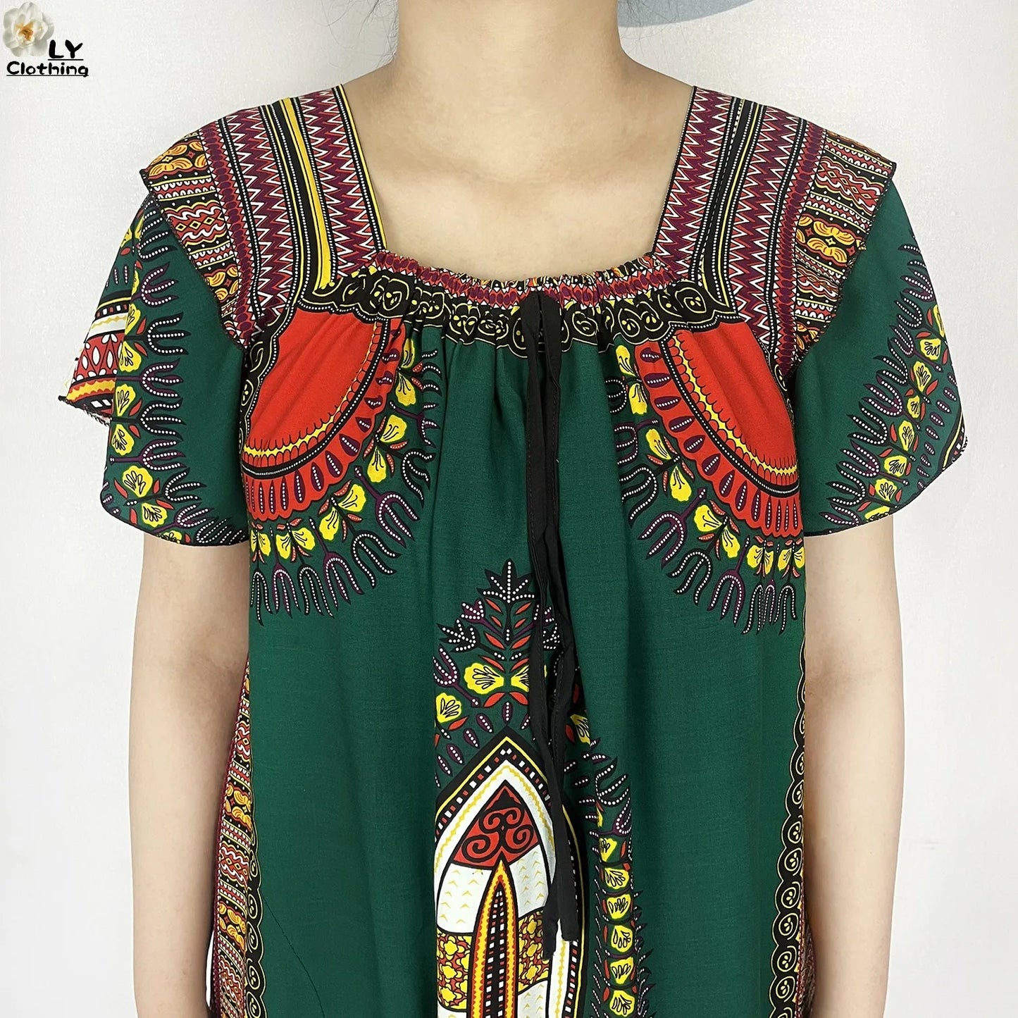 New Style African Abaya Summer Fashion Short Sleeve For Women Dress Cotton Boat Neck Loose Caftan Dubai Islam Femme Elegant Robe