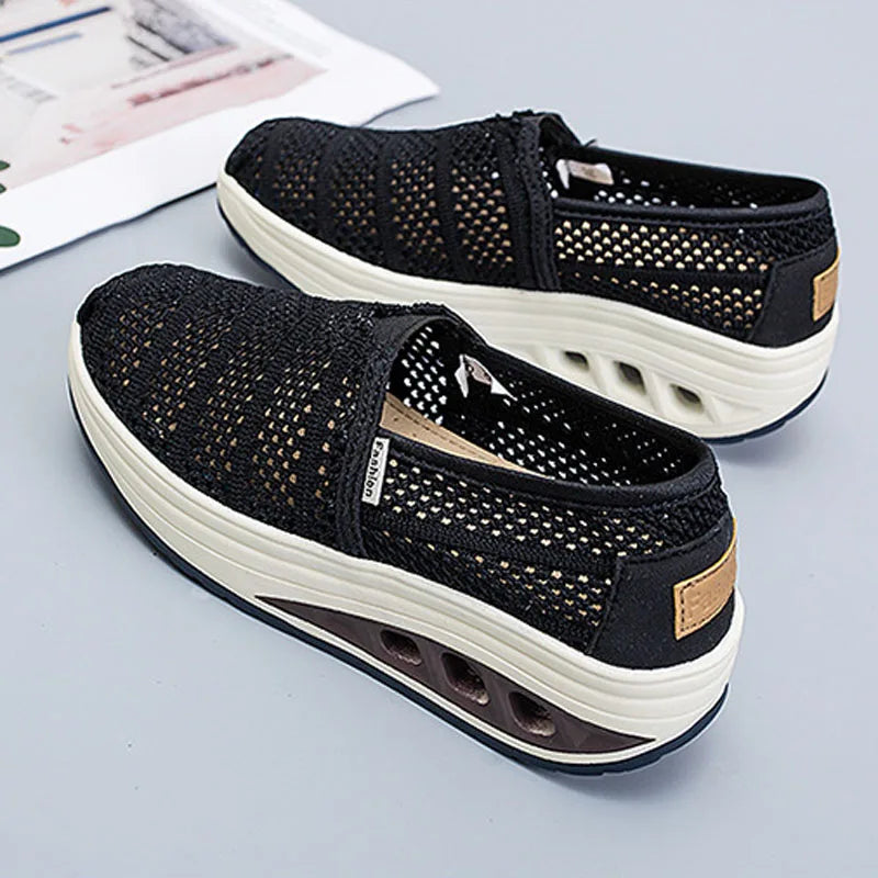 Women's Mesh Breathable Loafers Solid Color Slip On Summer Platform Sneakers Women Walking Casual Shoes Zapatos Mujer WSH5094