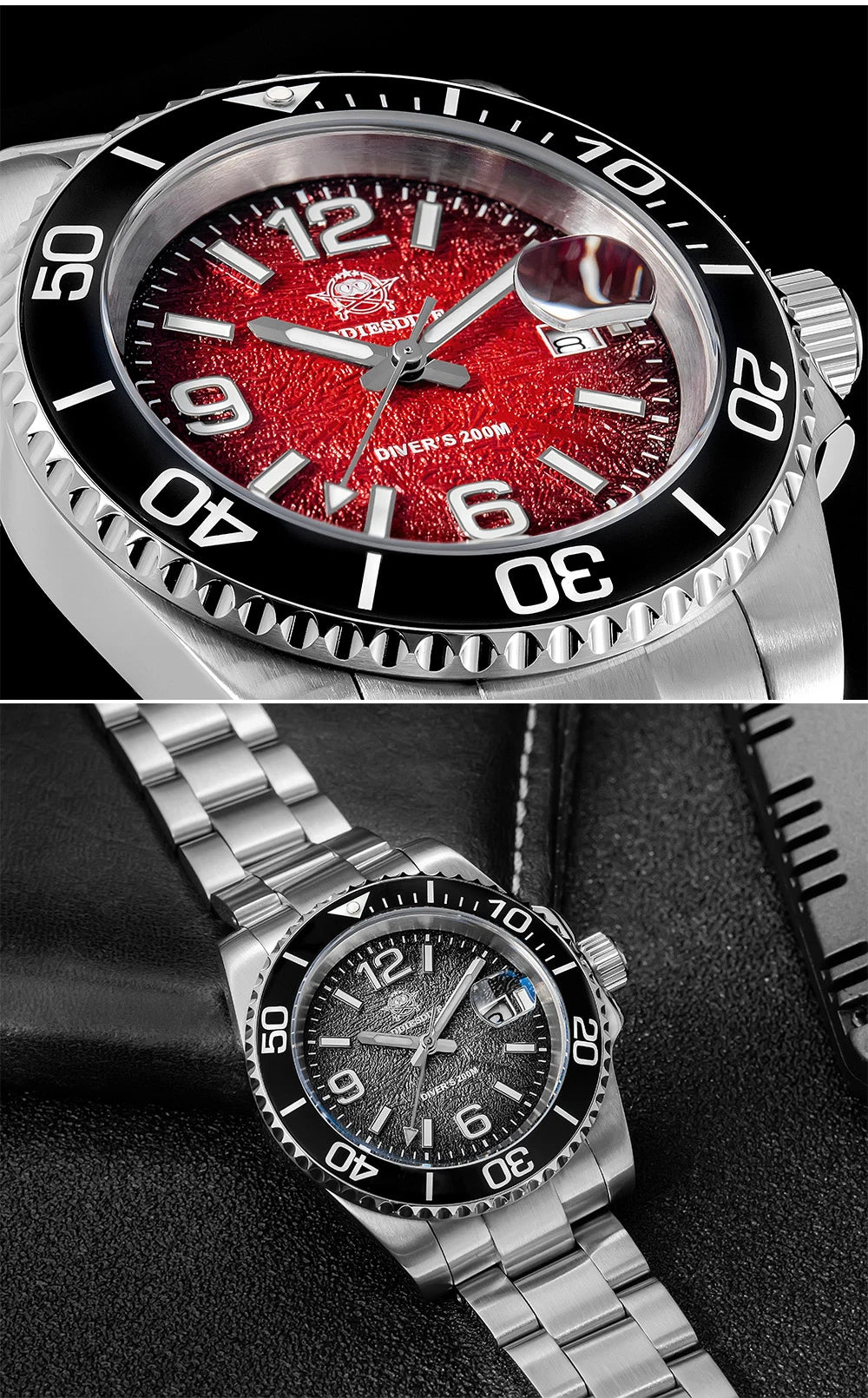 ADDIESDIVE 41mm Watches Japan 2115 Quartz Movement Luminous 200m Waterproof Dive Ceramic Bezel 316L Stainless Steel Man Watches