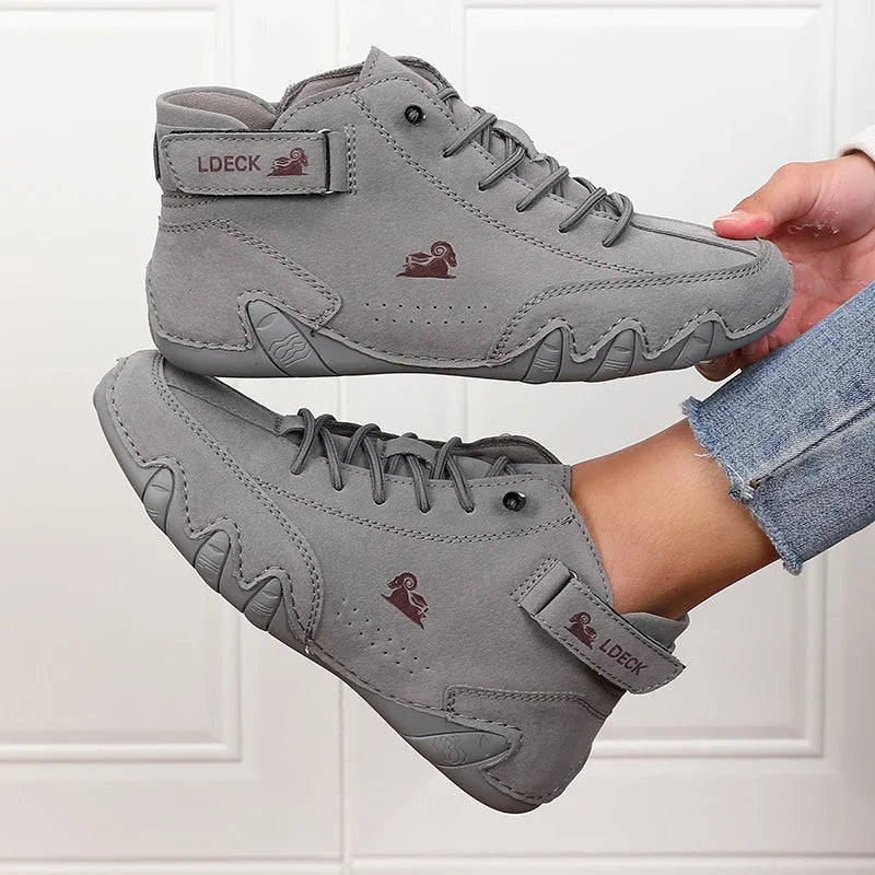 Khaki Women's Boots Trendy Comfortable Soft Soled High Top Boots Versatile Fashionable Commuting Motorcycle Women's Sneakers