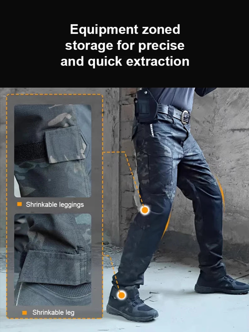 Men's Loose Training Pants Tactical Work Pants Men Cargo Trousers Multi-pocket Waterproof Pant Outdoor Workwear Hiking Trousers