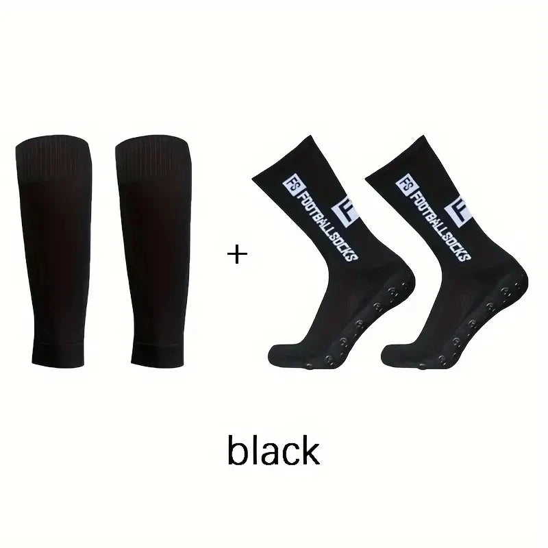 2 Pairs Set Anti-Slip Football Socks Men Women Sports Leg Sleeves Set Breathable Fitness Soccer Socks Basketball Sports Socks