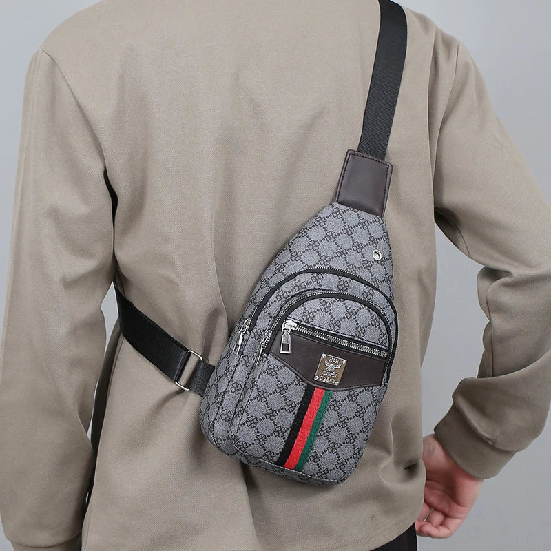 Men's Multifunction Messenger Bag Shoulder Cloth Chest Bags Crossbody Casual  Handbag with Earphone Hole
