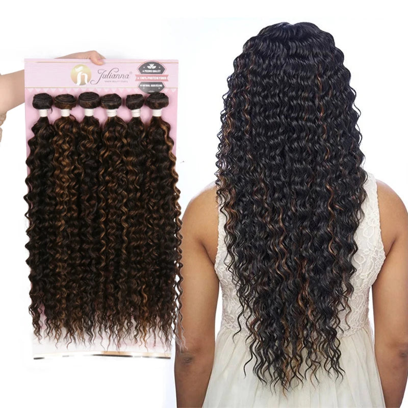 Julianna High Quality Packet Smooth Ombre Curly Kanekalon Fiber Organic Synthetic Weave Bundles Hair Extensions