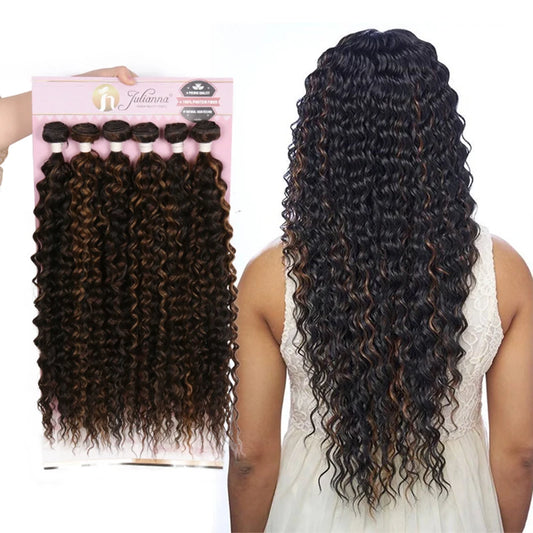 Julianna High Quality Packet Smooth Ombre Curly Kanekalon Fiber Organic Synthetic Weave Bundles Hair Extensions