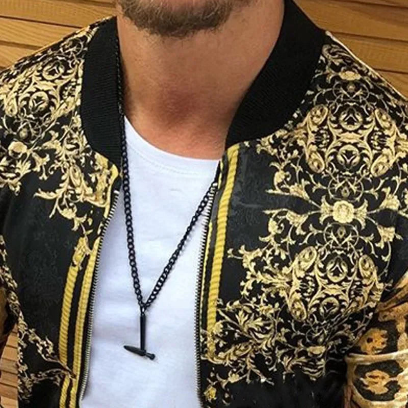 Spring Autumn Men's Print Jacket Zipper Coats Leisure Fashion Loose Tops Male Hip Hop Ropa Men Clothing Brand