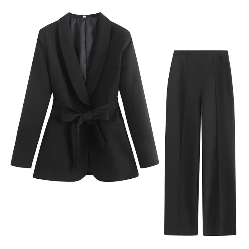 Blouse Suit Casual Trousers Suit Set Women's Spring/Autumn Belt New Comfortable Minimalist Niche Versatile Elegant Distinctive