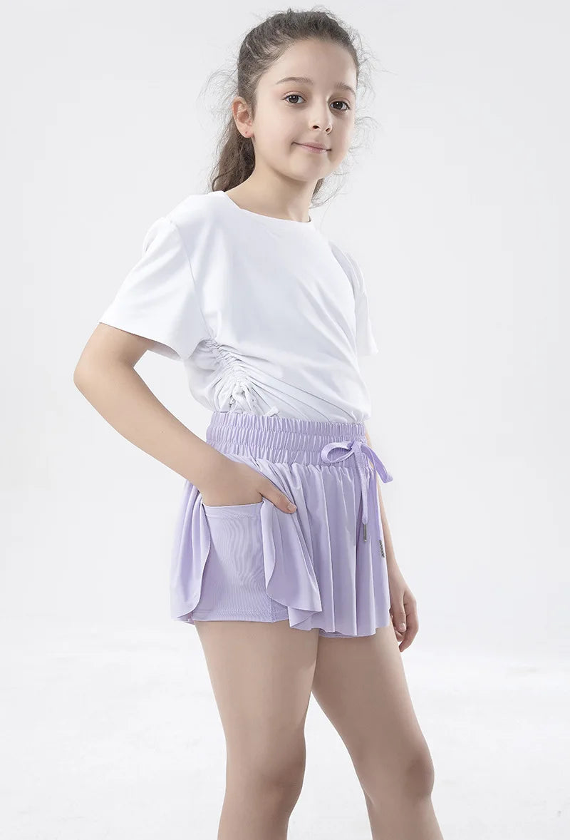 Women Shorts Children High Waist Skirts Breathable Shorts Child Summer Security Shortpants Sportswear Pocket Skirts for Girls