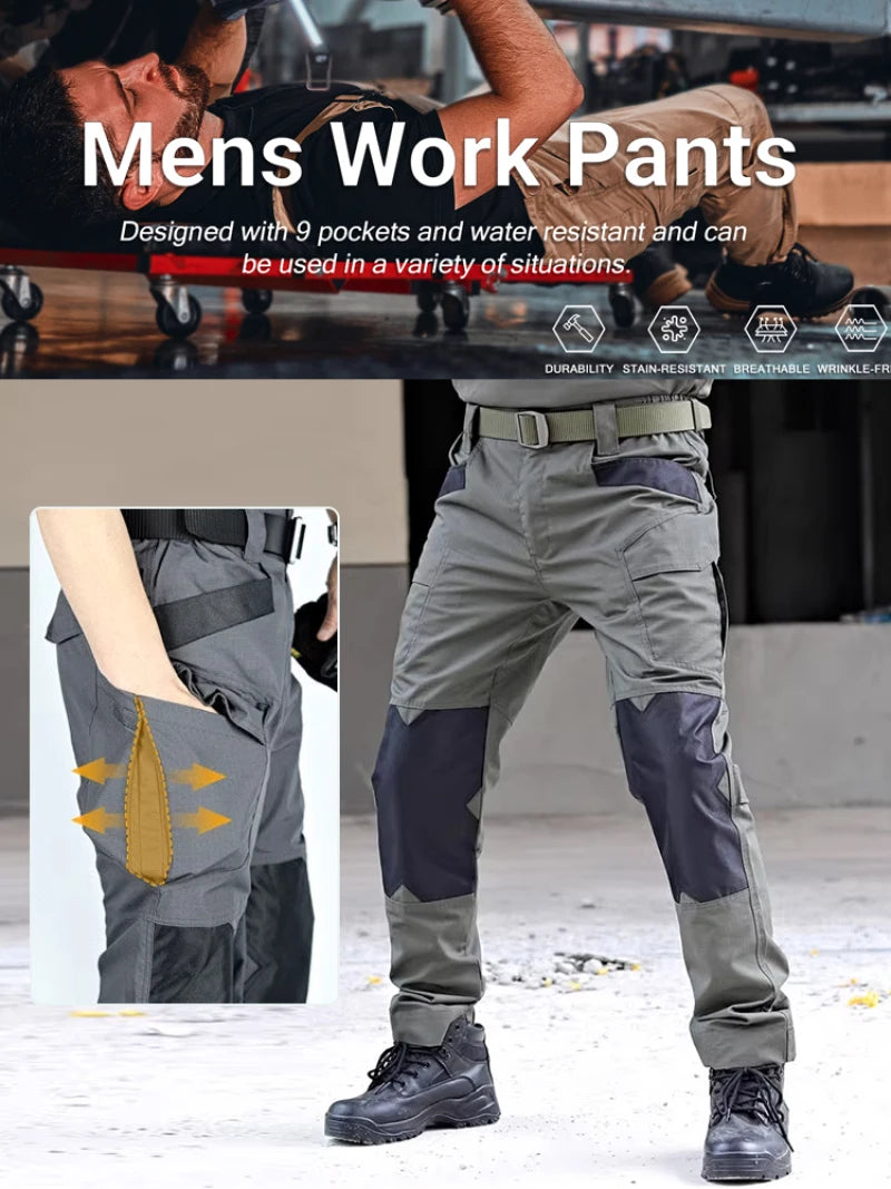 Men's Loose Training Pants Tactical Work Pants Men Cargo Trousers Multi-pocket Waterproof Pant Outdoor Workwear Hiking Trousers