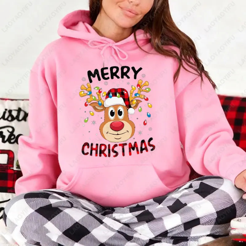 Cute Merry Christmas Reindeer Pullovers Fashion Xmas Family Animal Cool Unisex Long Sleeve Sweatshirt Warmth Comfort Streetwear