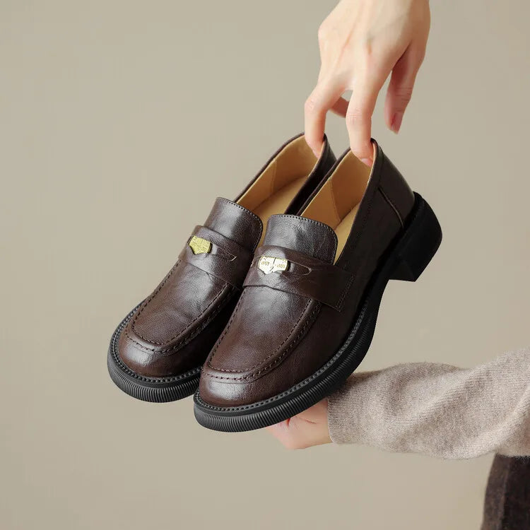 Loafer  Ladies' leather shoes  Flat heel  Genuine leather sheepskin Commuting shoes  commercial  Ladies' loafers  comfort