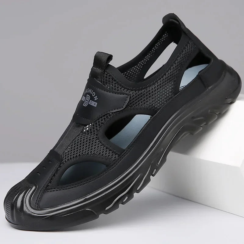 Sandals Breathable Men Shoes Mesh Outdoor Men Hollow Sandals Antiskid Beach Sandals Flats Footwear Zapatillas Hombre 2025