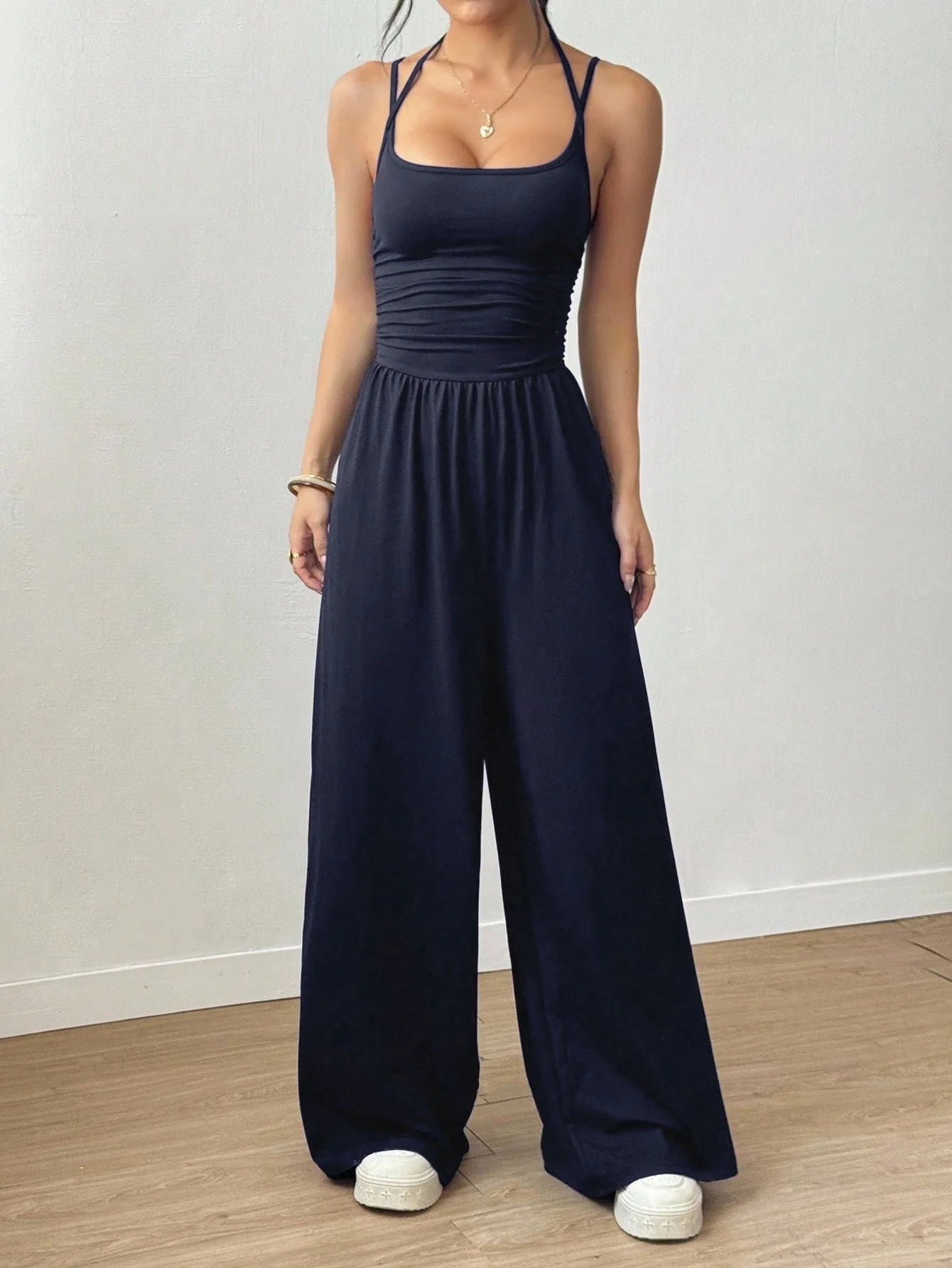 2026 Casual Jumpsuit Simple Style Jumpsuits For Woman Loose Wide Leg Trouser Women's Clothing Home Clothes Sleeveless Sling Silm
