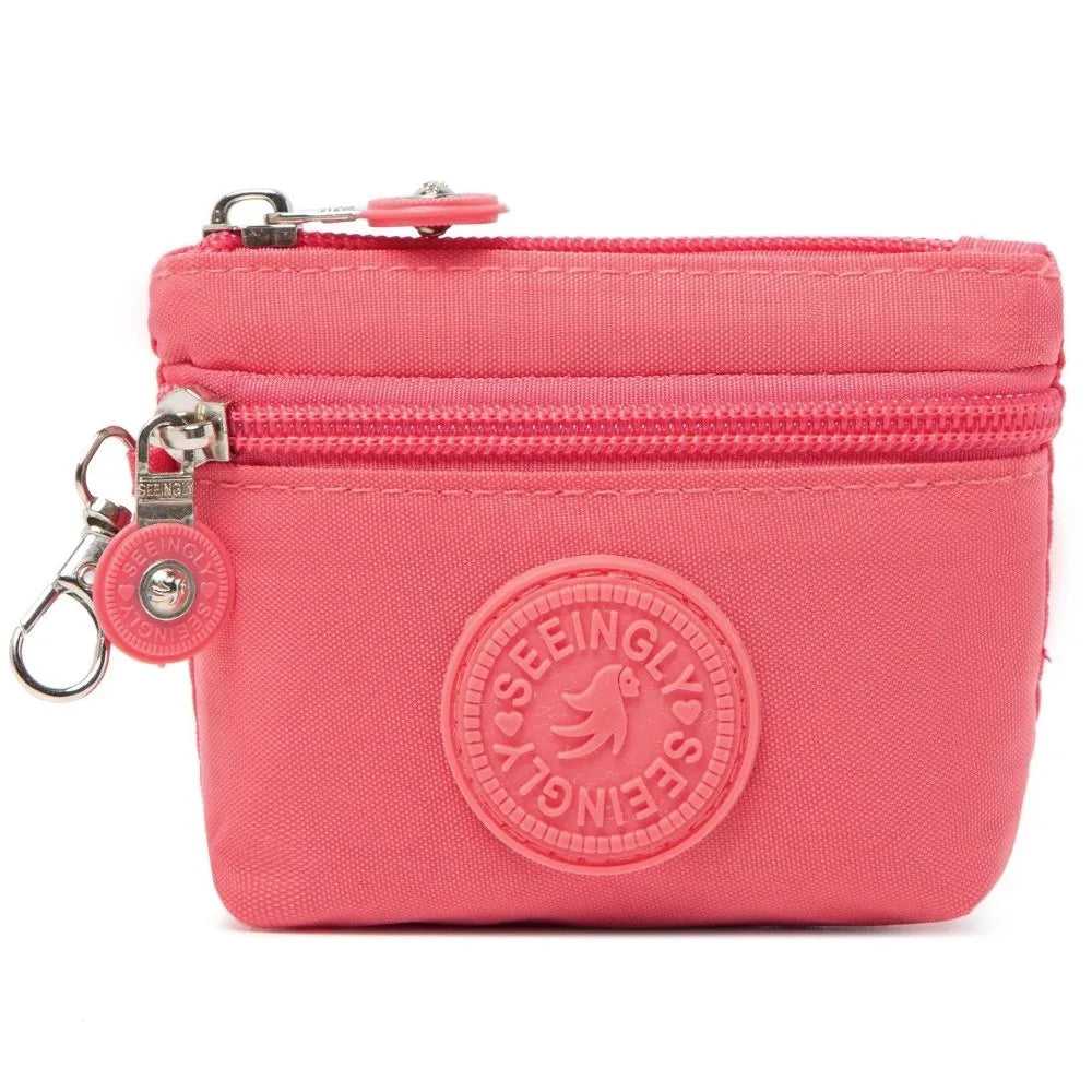 New Solid Color Women Wallet Nylon with Keychain Coin Purse Waterproof Zipper Clutch Ladies