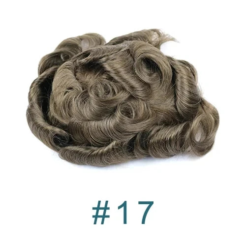0.02mm Super Ultra Thin Skin 80% Density Natural Hairline Men Toupee Blonde Brown Grey Human Hair Undetected Capillary Prosthesi