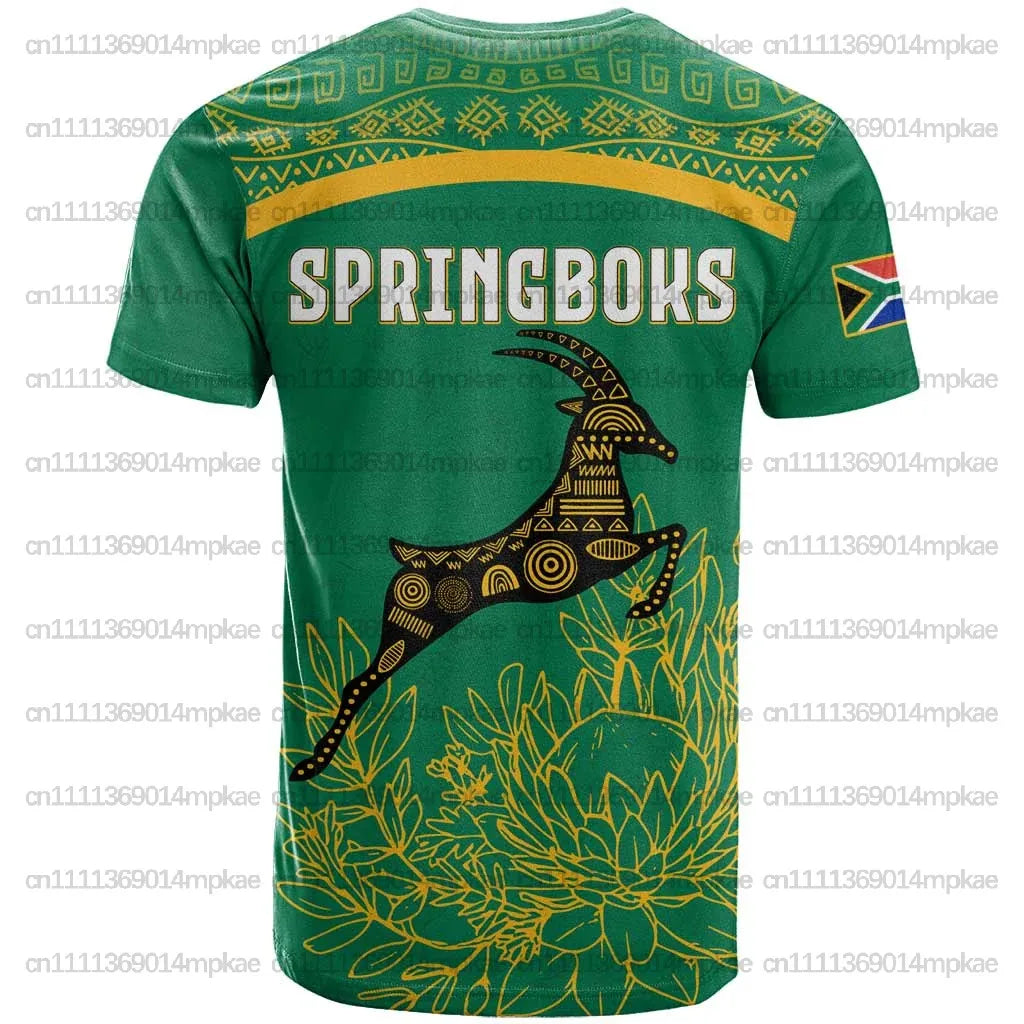 New African Style Customized Men's Crew Neck Top, Casual Football South Africa Print, Loose Fit Sports Style T-Shirt