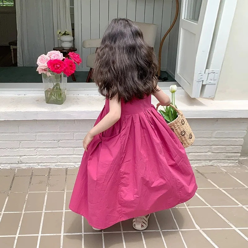 Girls Casual Dresses Girls' Dresses with Large Hemlines Sleeveless Casual Kids Dresses for Girls 2 To 8 Years Princess Dress