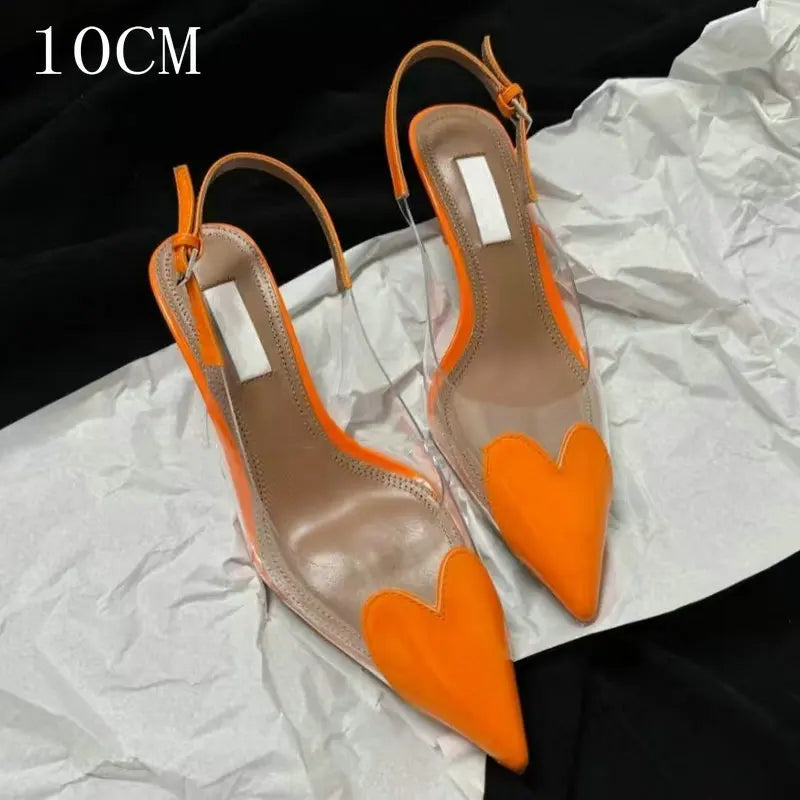 2025 New PVC European Style High Heels Women'S Summer Pointed Toe Runway Sandals Party Shoes