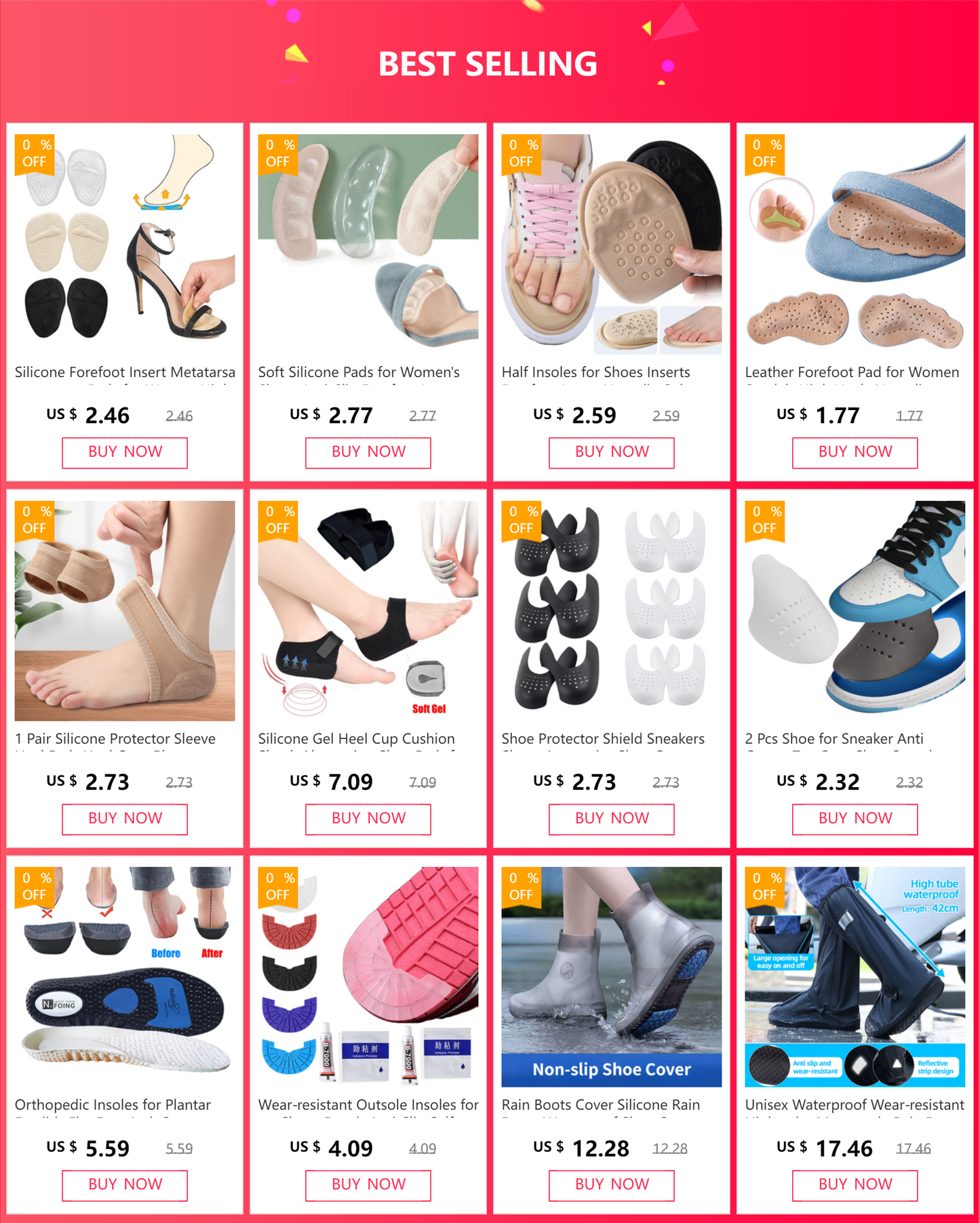 Silicone Forefoot Insert Metatarsal Pads for Women High Heels Sandals Non-slip Ball of Foot Cushions Pads for Feet Pain Relief