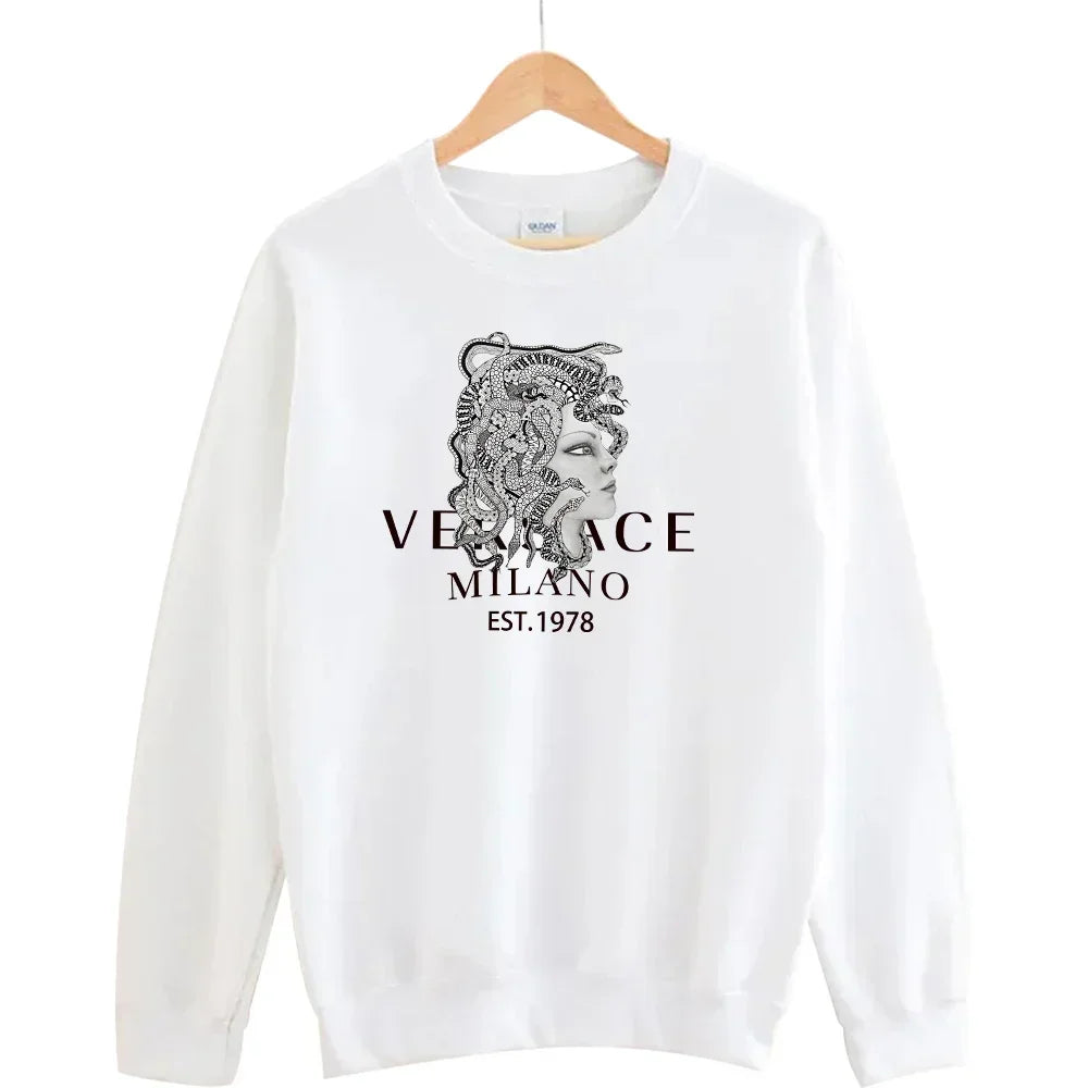 Men's Autumn Round Neck Sweatshirt + Sweatpants Luxury Print Simple Casual Versatile Casual Sports Two-piece Set for Men