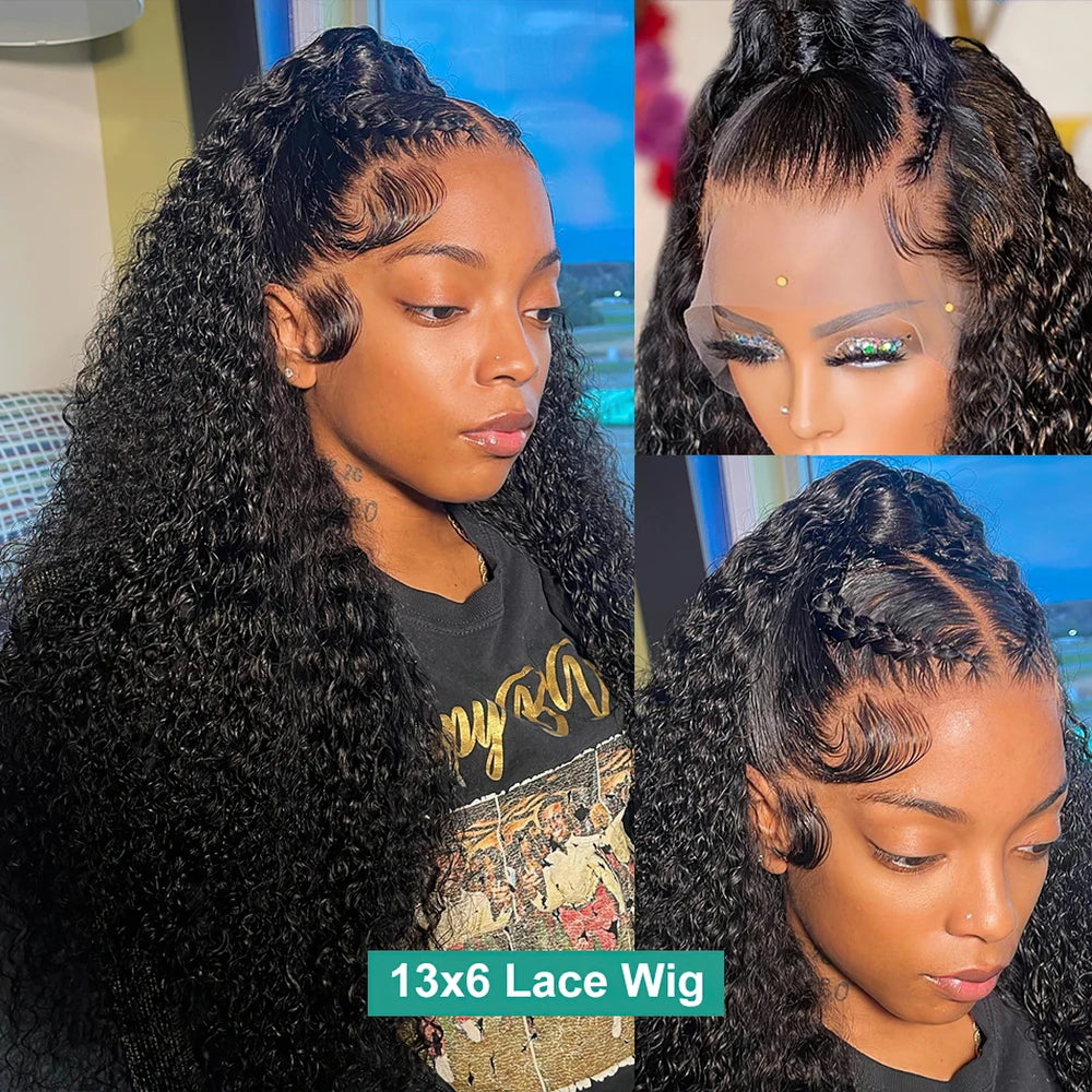 Afro Kinky Curly Glueless Wig Invisible Strap 360 Full HD Lace Frtonal Wig Deep Wave 13x6 13x4 HD Lace Front Human Hair Wigs