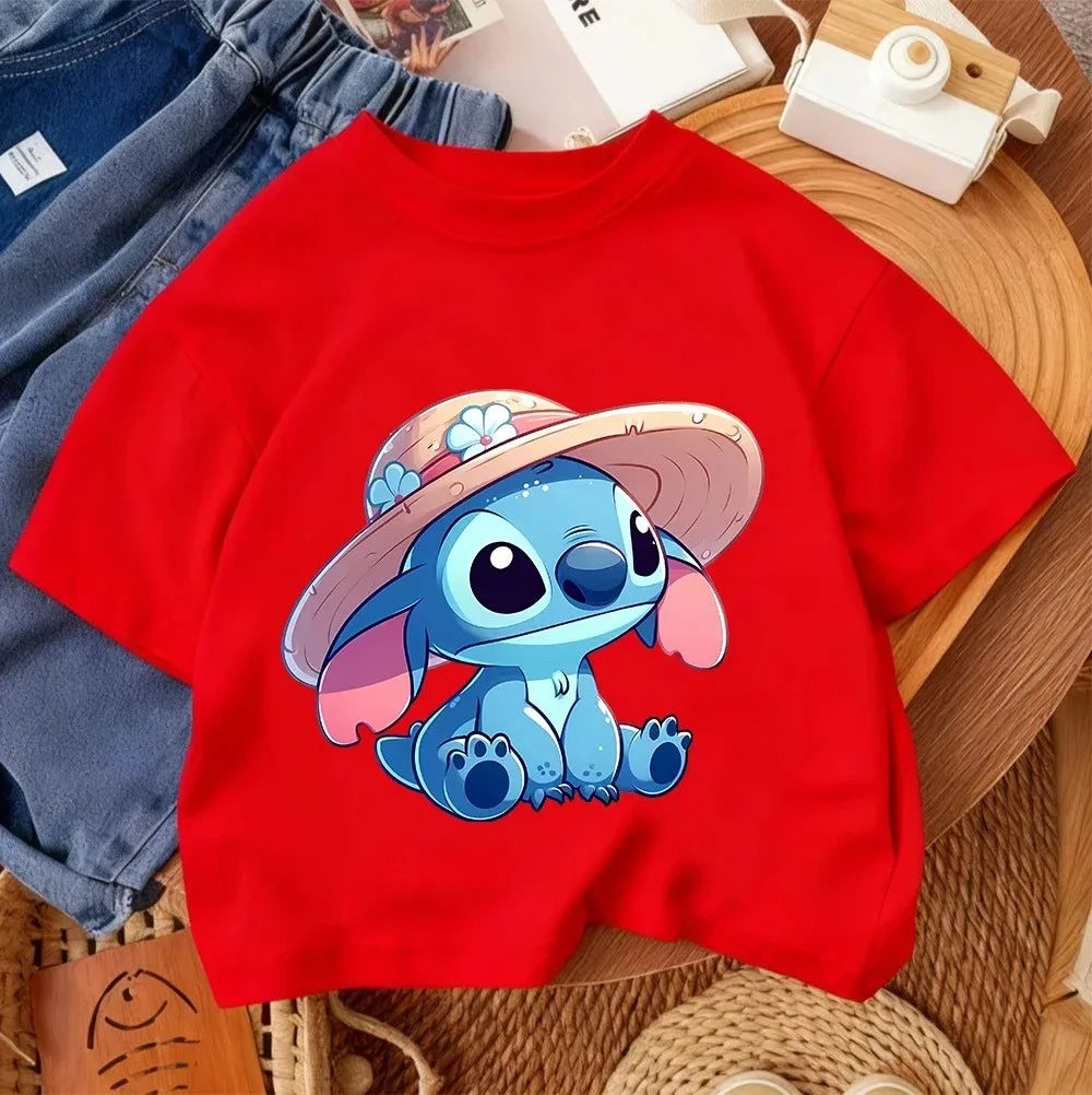 Casual everyday T-shirt for children,T-shirt with Kawaii cartoon print, summer urban fashion set for boys and girls aged 3 to 14