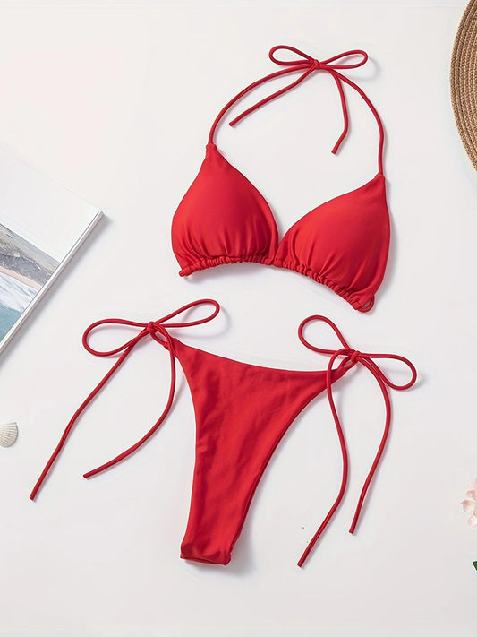 New Stylish Tie-Up Swimsuit with Sexy Print, Two-Piece Bikini for Women, Beachwear for Vacation