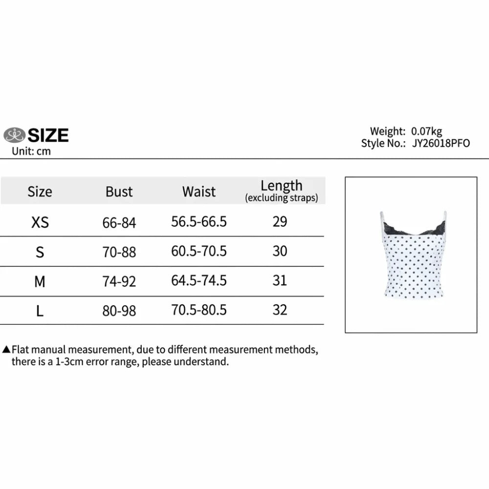 New Lace Splicing Lace Camisole Top Polka Dot Sleeveless Design Polka Dot Top Trendy Slim Fit Top Y2K Fashion