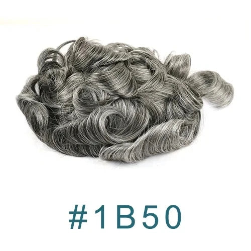 0.02mm Super Ultra Thin Skin 80% Density Natural Hairline Men Toupee Blonde Brown Grey Human Hair Undetected Capillary Prosthesi