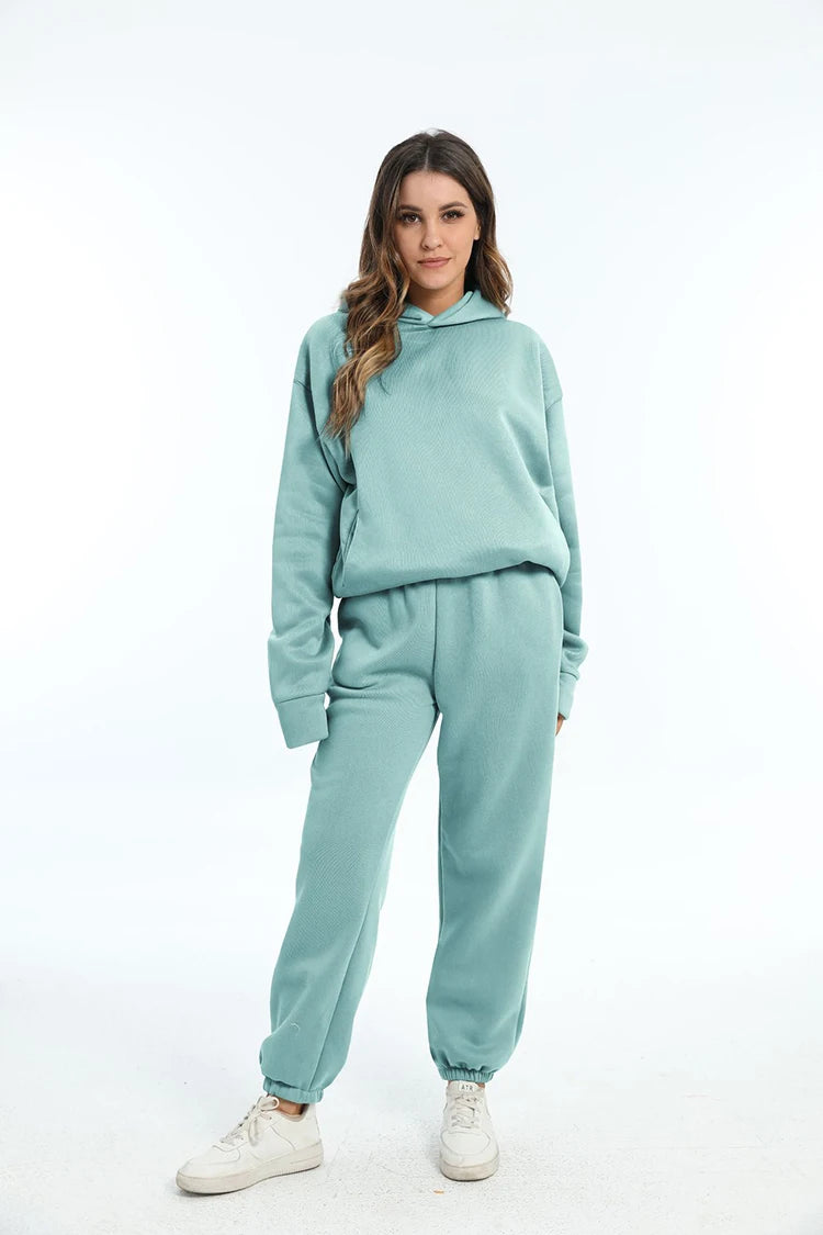 Women Two Piece Sets Tracksuit 2022 Autumn Casual Solid Long Sleeve Hoodie Sweatshirts Female Fashion Oversized Trouser Suits