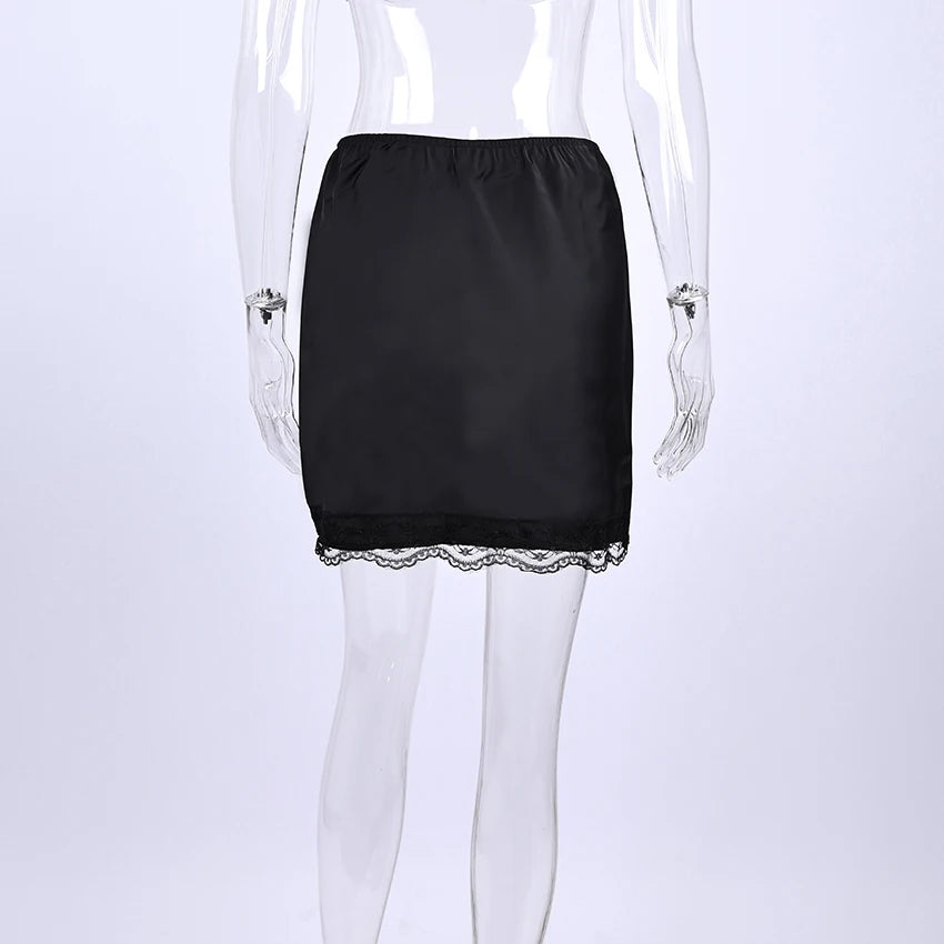 Linad Elegant Satin Embroidery Pencil Skirts Summer Sexy High Waist Split Mini Skirts For Women Fashion Slim Skirt Female 2025