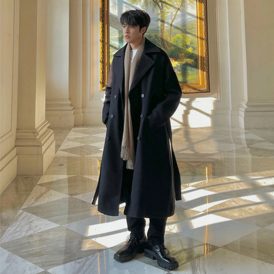 Long Coats for Men Woolen Jackets 2024 Winter Thicken Coat Trench Coats Korean Vintage Loose Heavy Jackets Men Leisure Overcoat