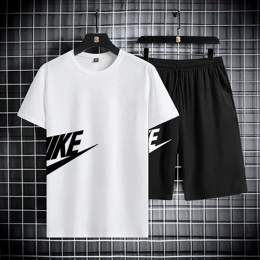 2026 New Fashion Casual Trend Men's Sportswear Set - Short-sleeved T-shirt and Summer Outdoor Sports Shorts Set, Running Set, Tw