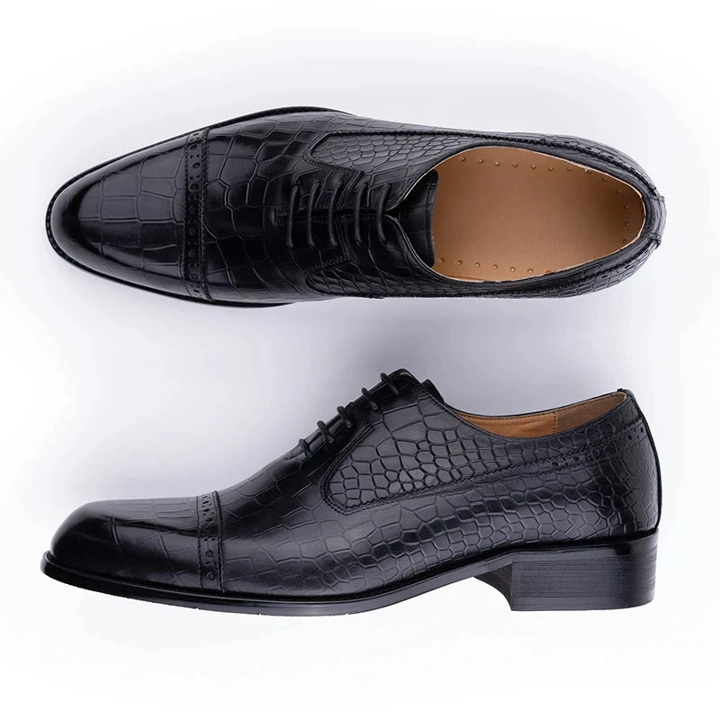 New Printing Luxury Formal Men's Shoe Genuine Leather Evening Party Office Classic Model Oxford Lace Up Formal Office Dress Shoe