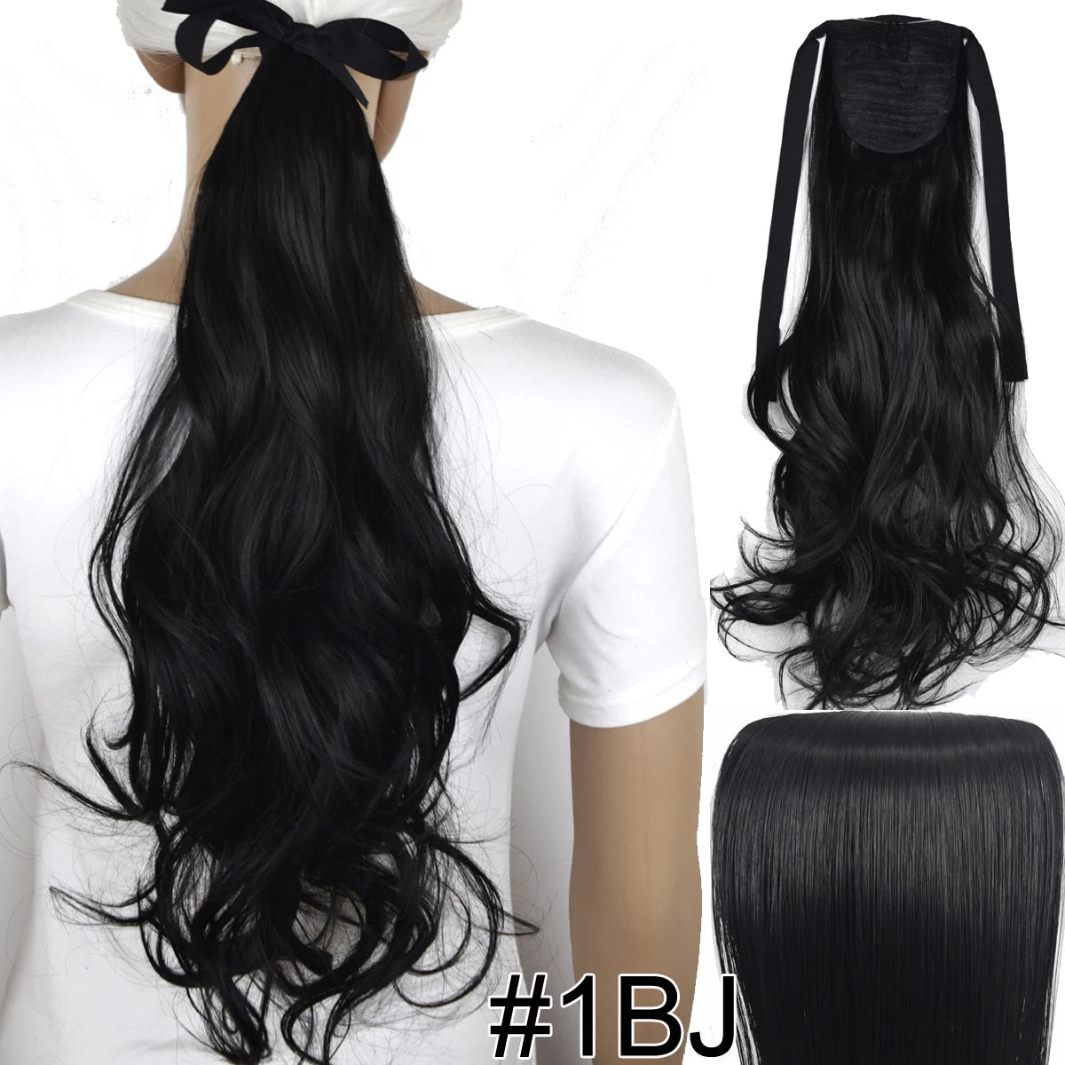 TOPREETY  Synthetic Hair Fiber Heat Resistant Wavy Ribbon Clip in Ponytail Extensions 1008