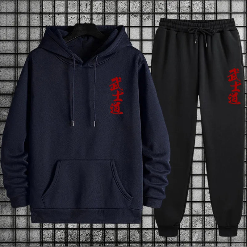 2026 New Arrival Men's Sportswear Hoodie + Pants Urban Casual Sport Jogging Suit Autumn Winter Male Fashion Sweatshirt Tracksuit BAZAARHUBO