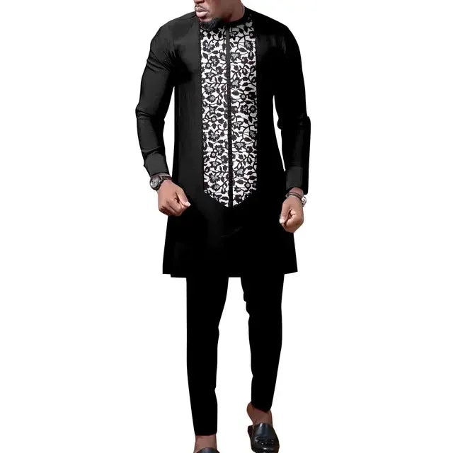 African Dresses for Women Match Bazin Lover Couple Clothes Print Mermaid Evening Dresses Men Outfits Shirt and Pant Sets Wedding