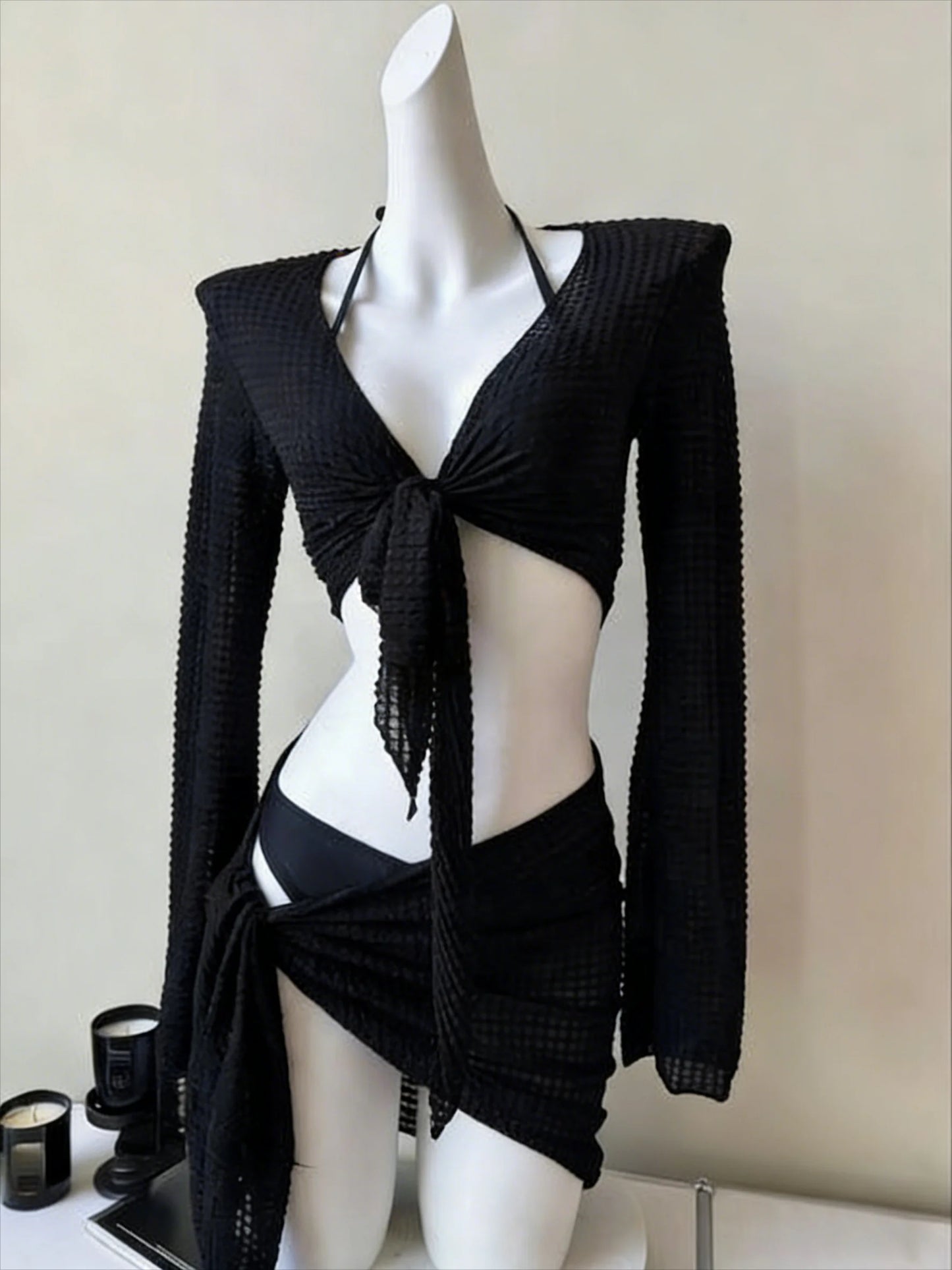 Fashion Women Halter Neck 3 Piece Bikini Set Removable Padding Adjustable Straps Elegant Summer Beach Outfit Swimwear 2026 New