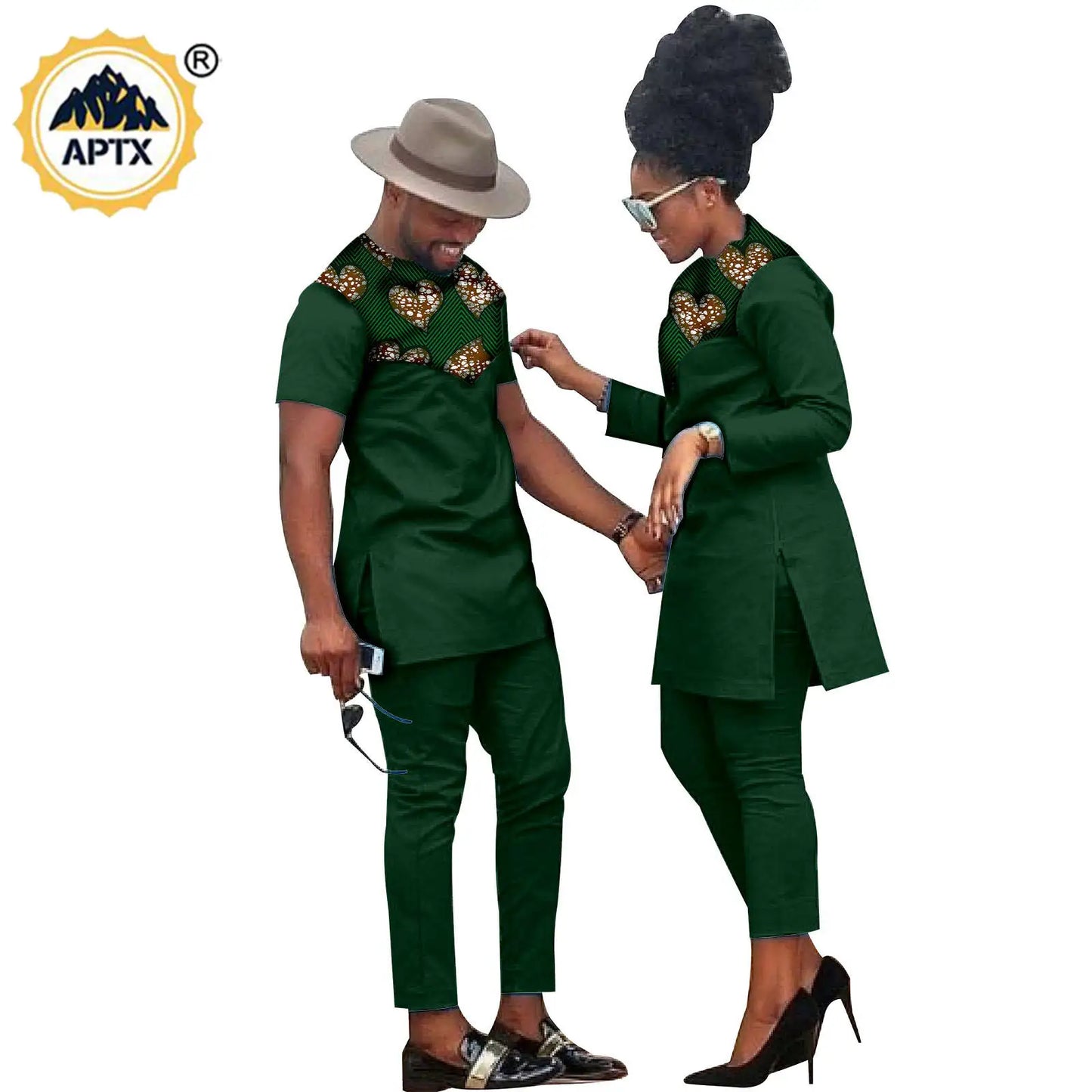 African Men Suits Bazin Riche African Couple Clothes Women Sets Matching Men Outfits Kaftan Patchwork Top and Pant Sets S20C001